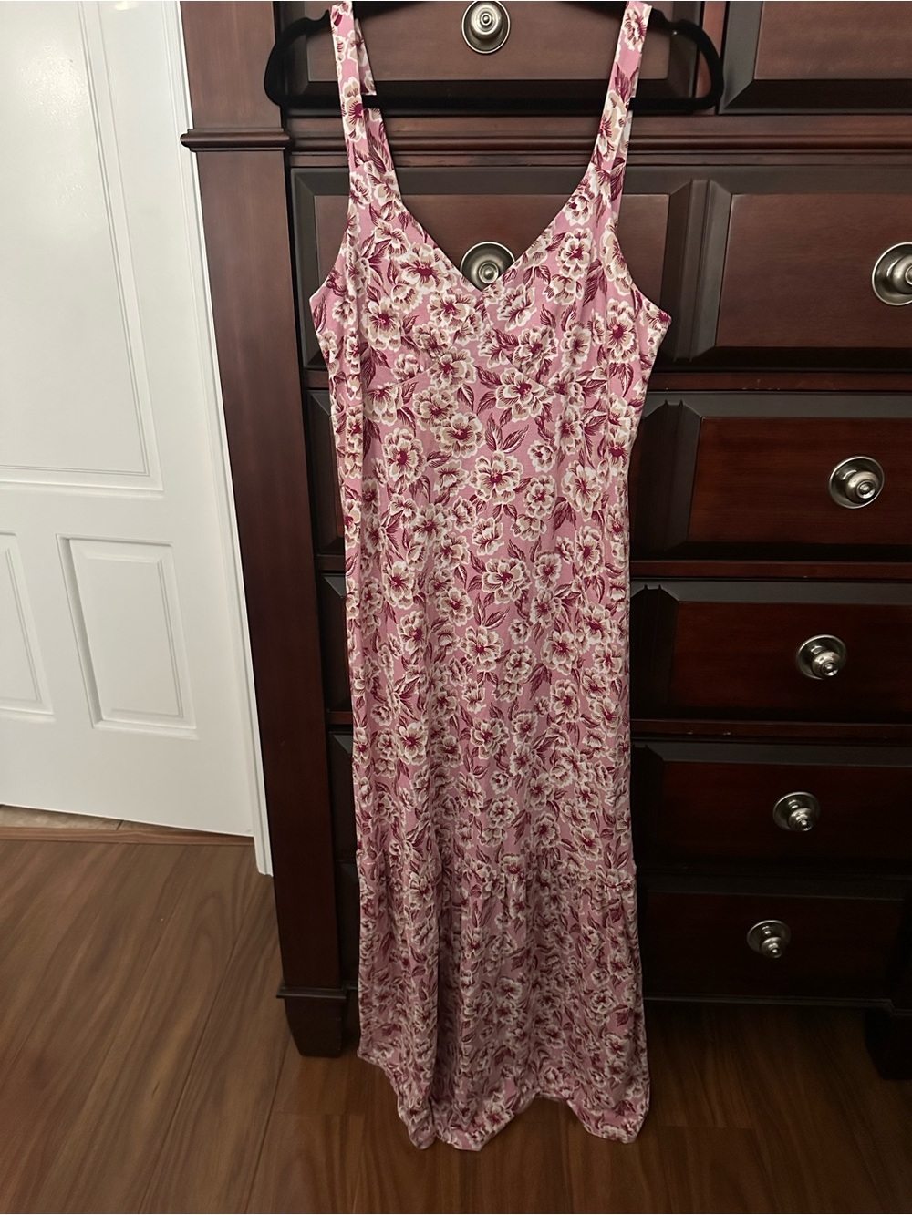 LOFT Sz Large Pink Floral Slip Maxi Dress
